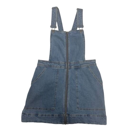 Wild Fable Denim Jeans Womens M Bib Overalls‎ Mini Dress Skirt Medium Stretchy - Picture 1 of 7